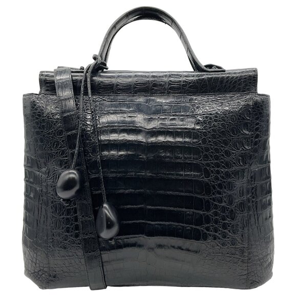 Nancy Gonzalez Black Crocodile Satchel - Picture 1 of 9